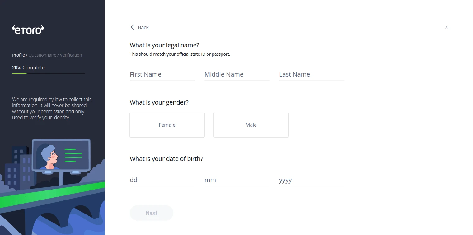 eToro Registration Step 5