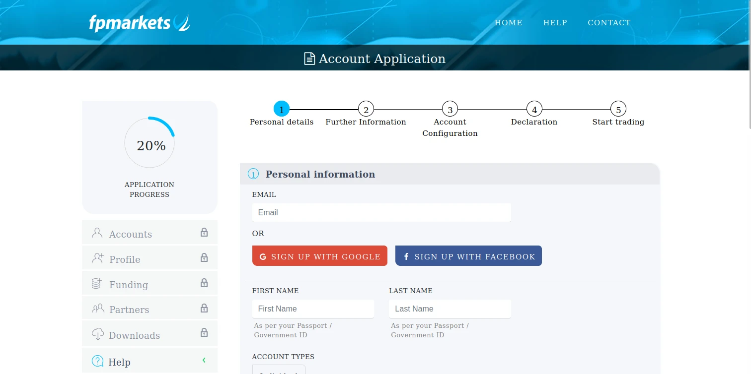 FP Markets Registration Step 5