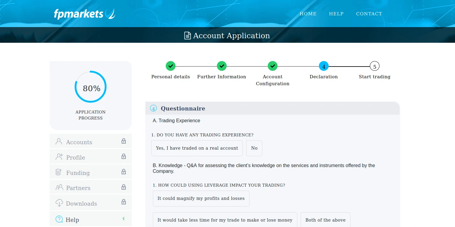 FP Markets Registration Step 8