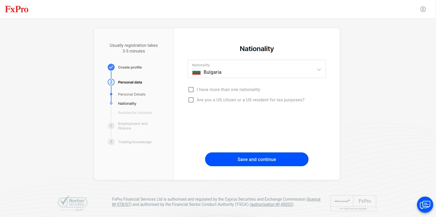 FxPro Registration Step 4