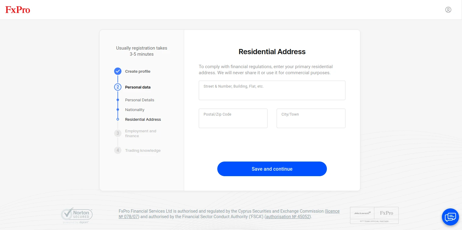 FxPro Registration Step 5