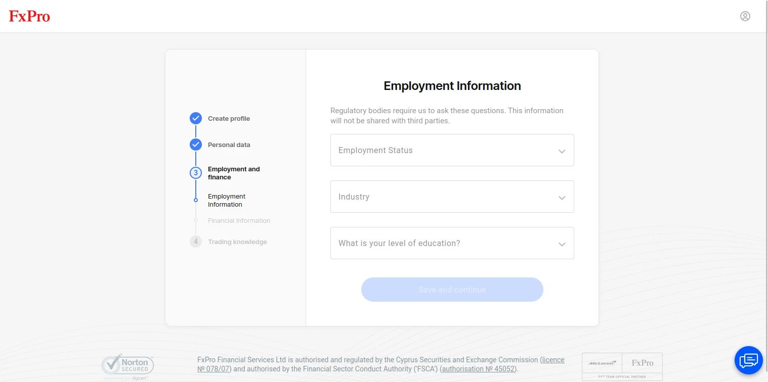 FxPro Registration Step 6