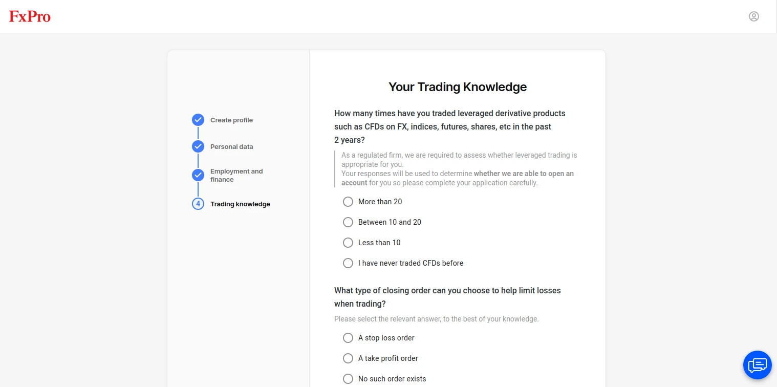 FxPro Registration Step 8