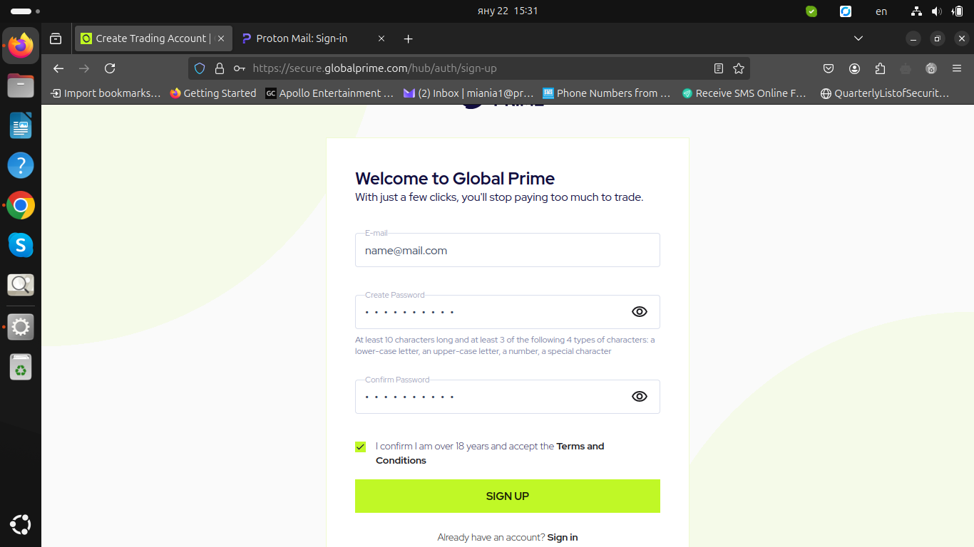 Global Prime Registration Step 2