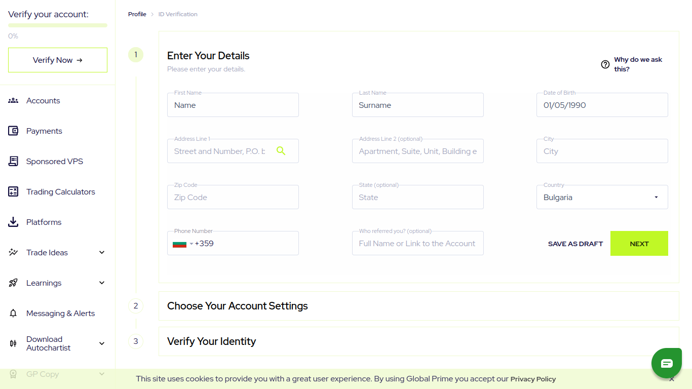 Global Prime Registration Step 4