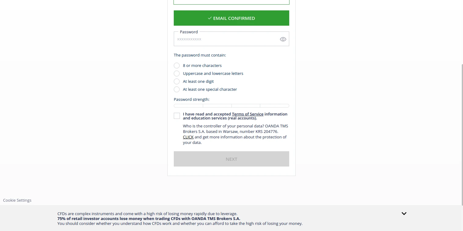 OANDA Registration Step 11