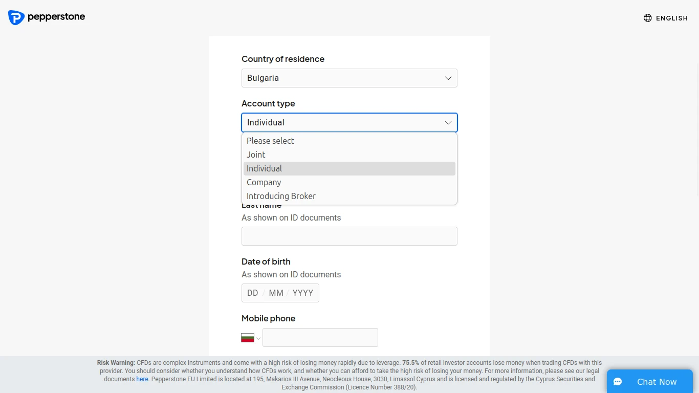 Pepperstone Registration Step 3